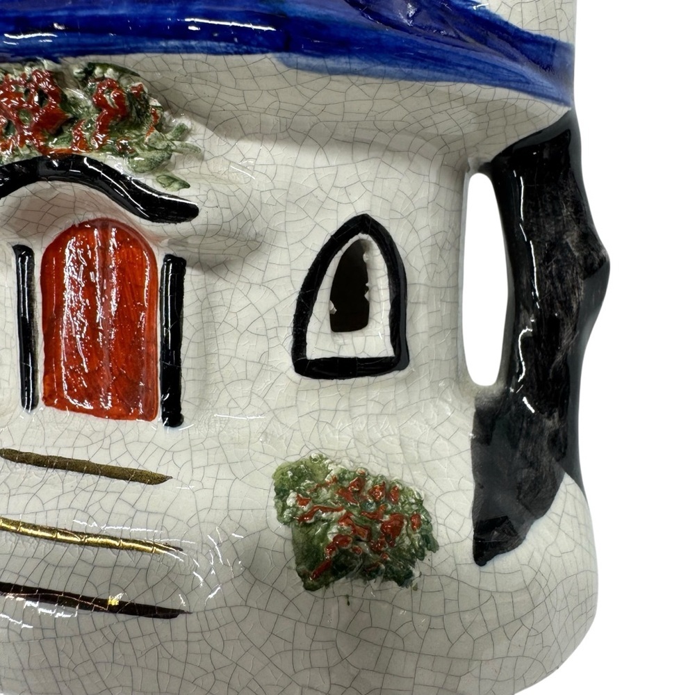 Staffordshire Cottage Pottery Pastille Burner Tealight Blue Roof England - Picture 7 of 11